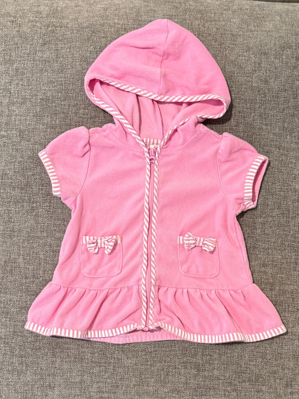 Crown and Ivy Pink Hooded Short-Sleeve Baby Cover Up 12m